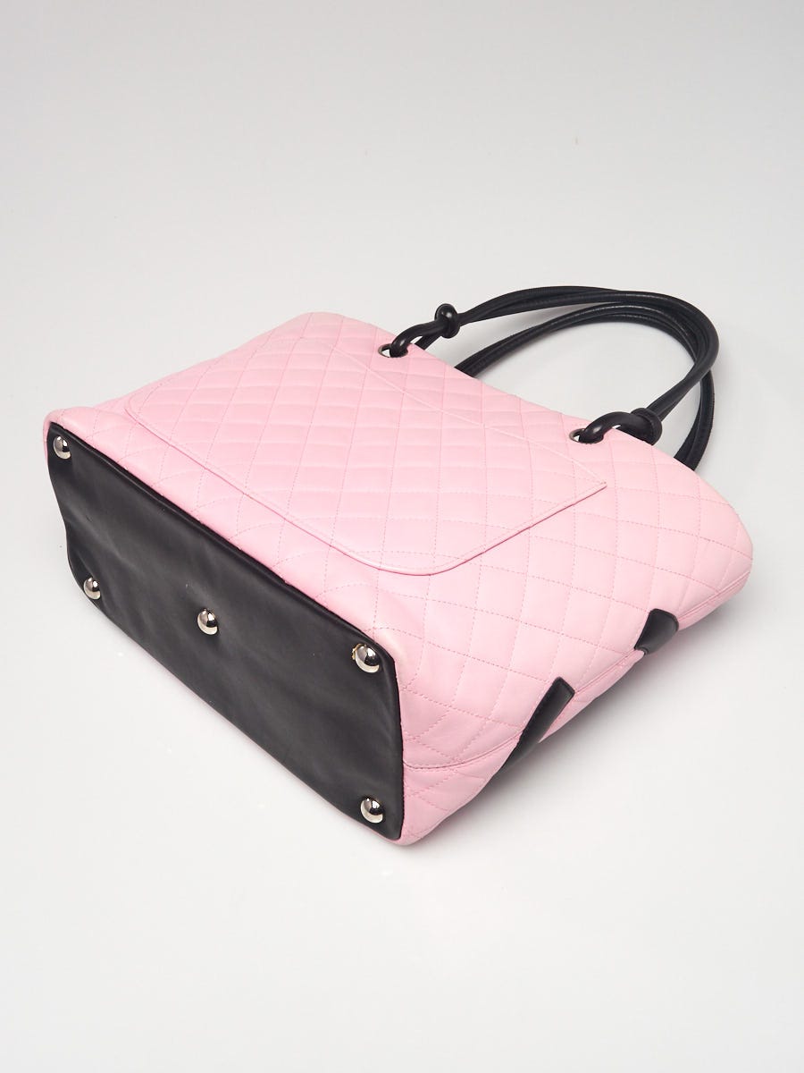 CHANEL Calfskin Quilted Small Cambon Messenger Pink Black 829782
