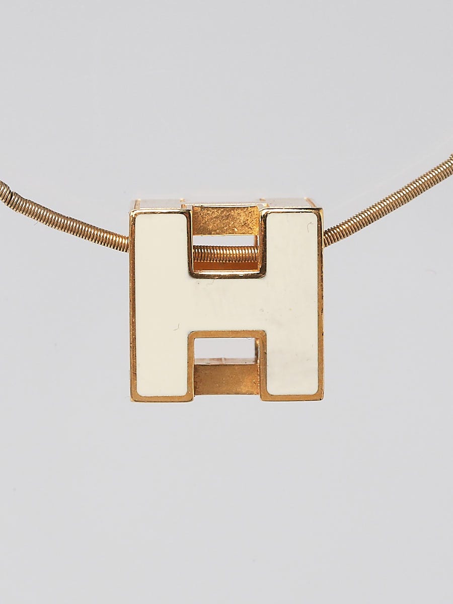 Hermes Silver Palladium Plated Cage D'H Pendant Necklace - Yoogi's Closet