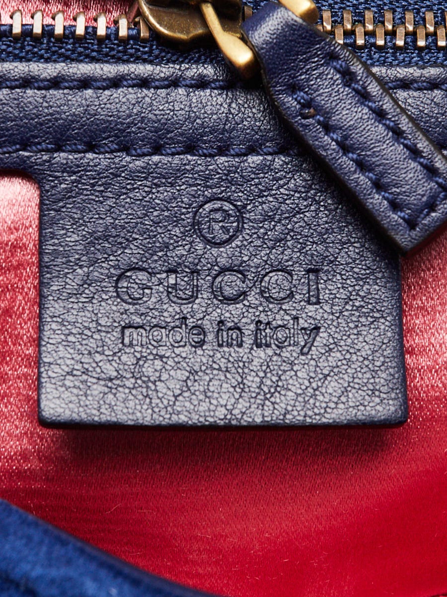 Gucci Blue Quilted Velvet Embroidered Modern Medium Marmont Bag