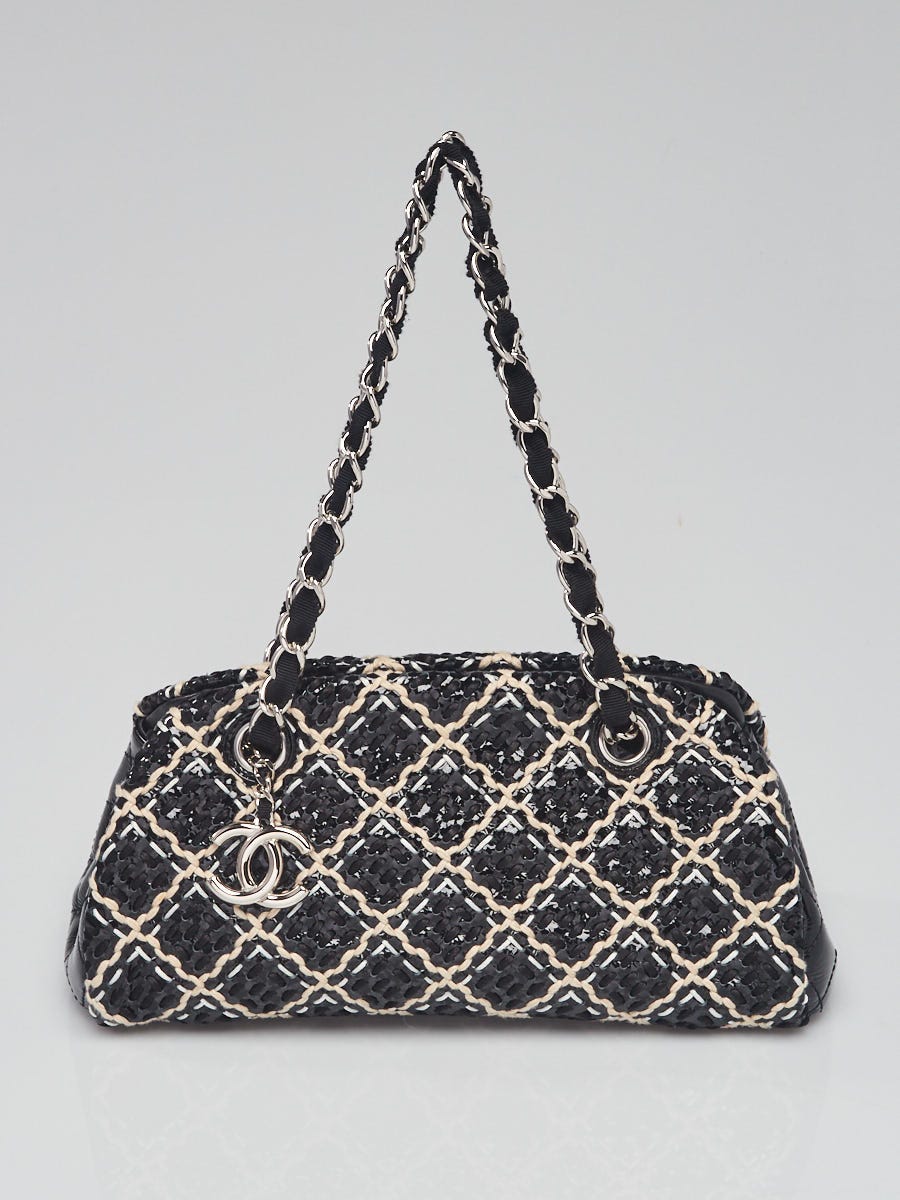 Chanel Black Patent Leather Woven Just Mademoiselle Small Bowling Bag -  Yoogi's Closet