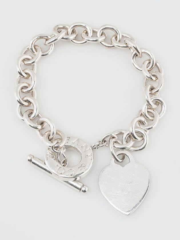 Sterling Silver Toggle Heart Tag Charm Bracelet : : Clothing,  Shoes & Accessories