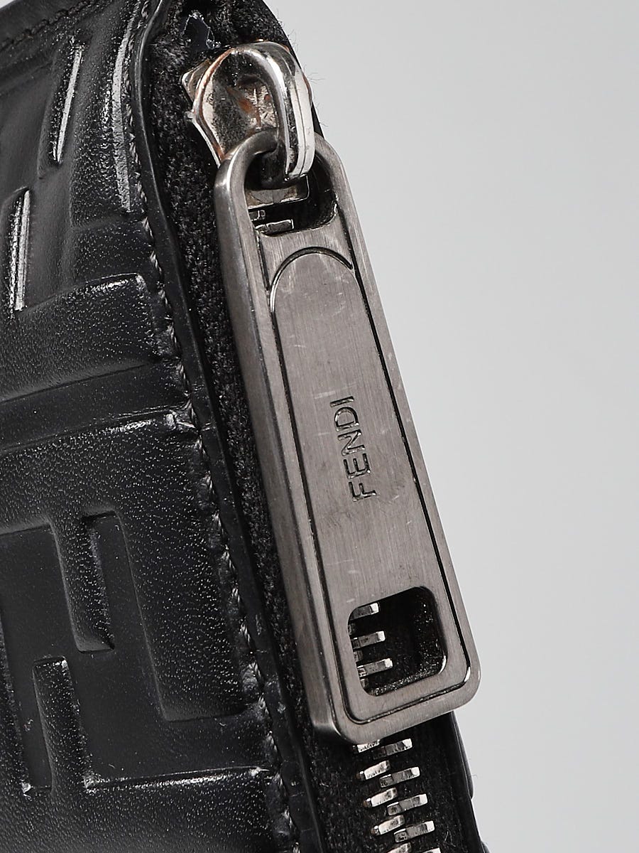Fendi Black Embossed Leather Pouch Clutch Bag - 7N0078 | Yoogi's
