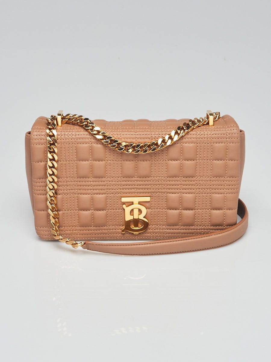 Burberry Beige Quilted Lambskin Leather Small Lola Flap Bag - Yoogi's Closet