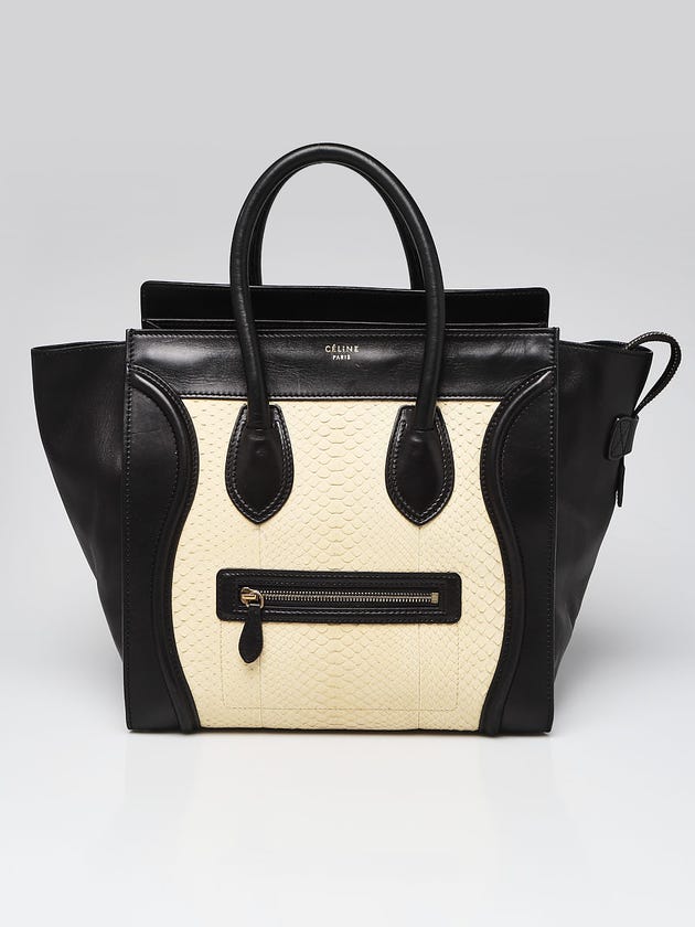 Celine Beige/Black Python Mini Luggage Tote Bag | Yoogi's Closet