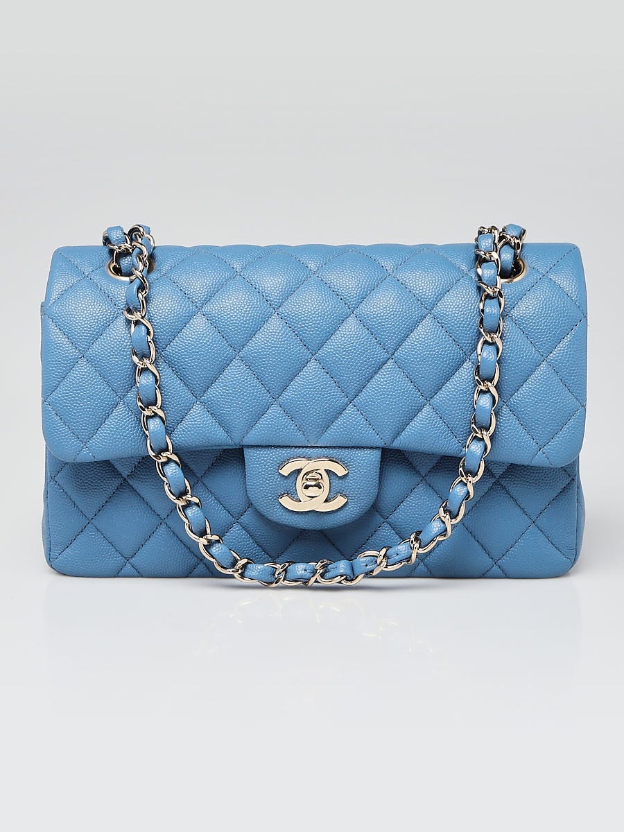 Chanel Blue Quilted Caviar Leather Classic Small Double Flap Bag - Yoogi's  Closet