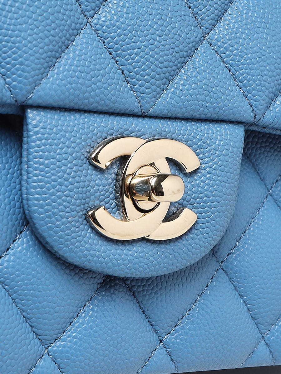 Chanel Blue Quilted Caviar Leather Classic Small Double Flap Bag - Yoogi's  Closet