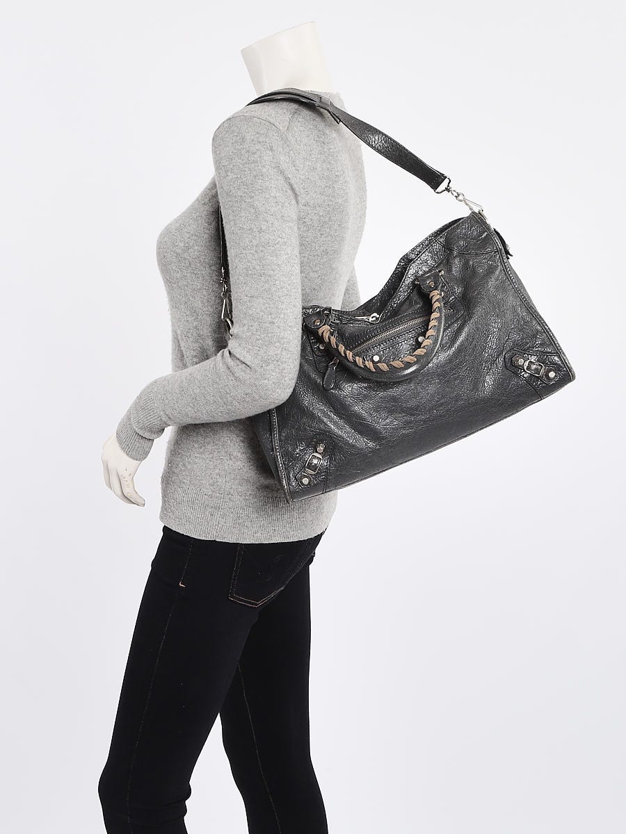 Balenciaga Gris Tarmac Lambskin Leather Giant 12 Silver