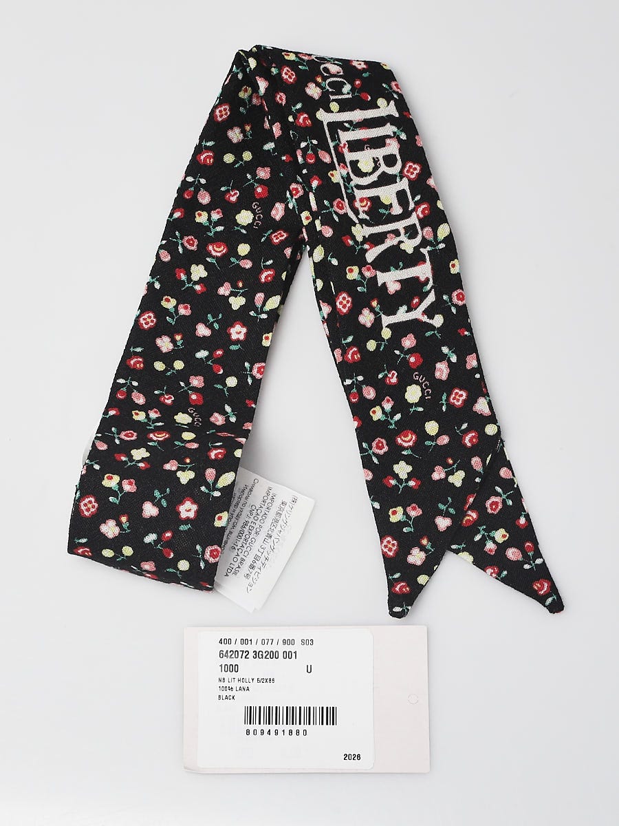 Gucci x Liberty Black/Multicolor Wool Floral Print Twilly