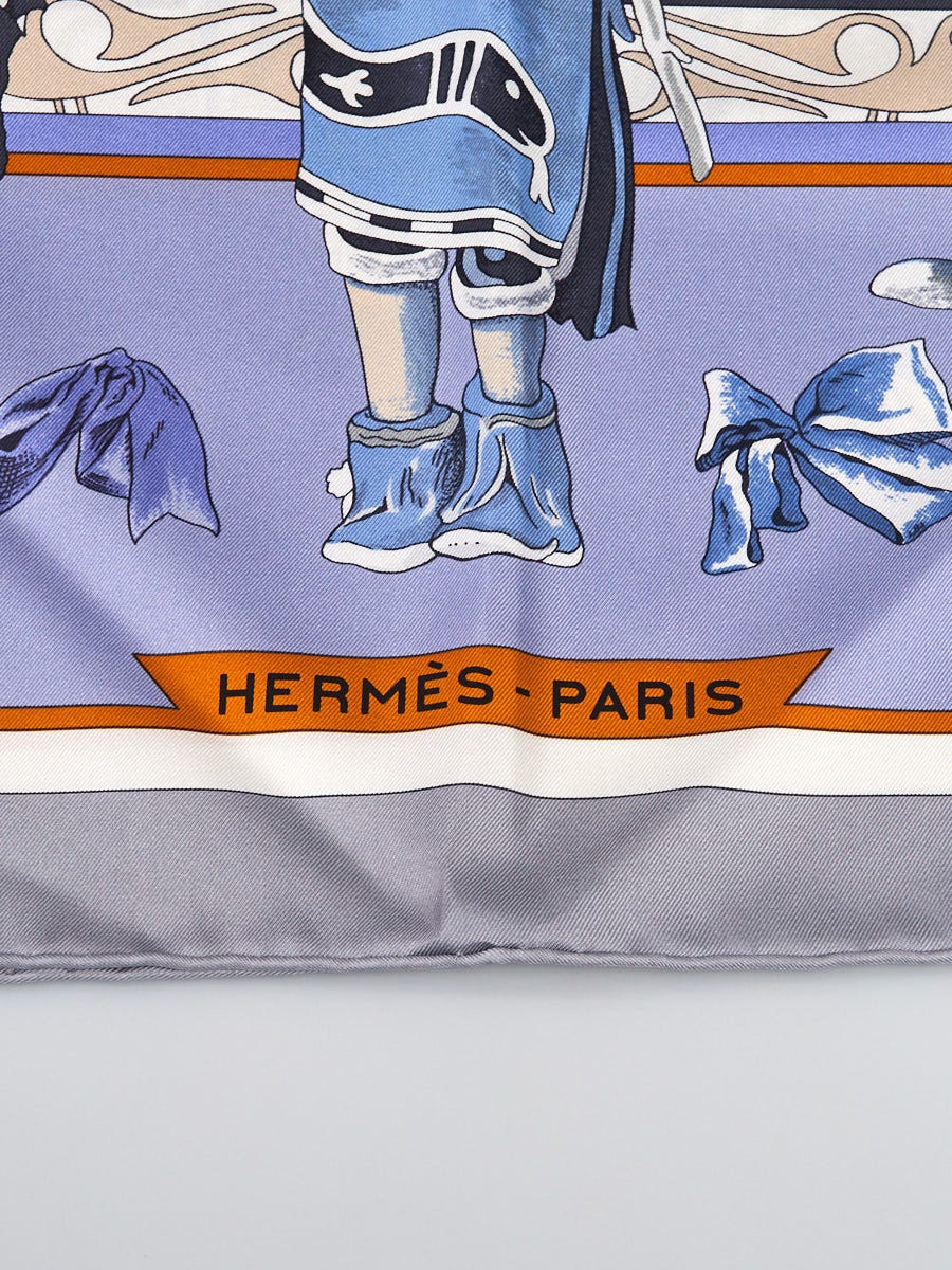 Hermes Blue Silk Kachinas Kermit Oliver Giant Triangle Scarf