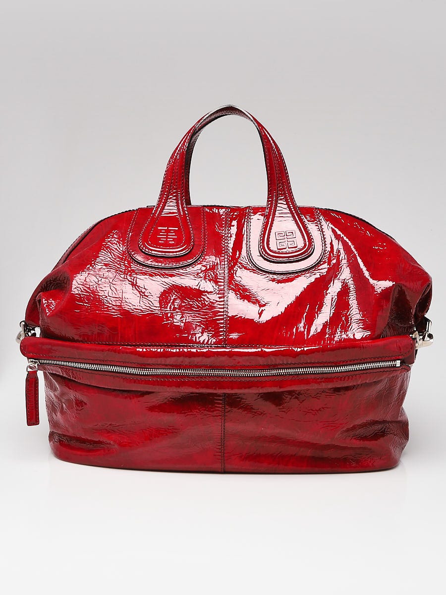 Givenchy Red Crinkle Patent Leather Maxi Nightingale Bag | Yoogi's 