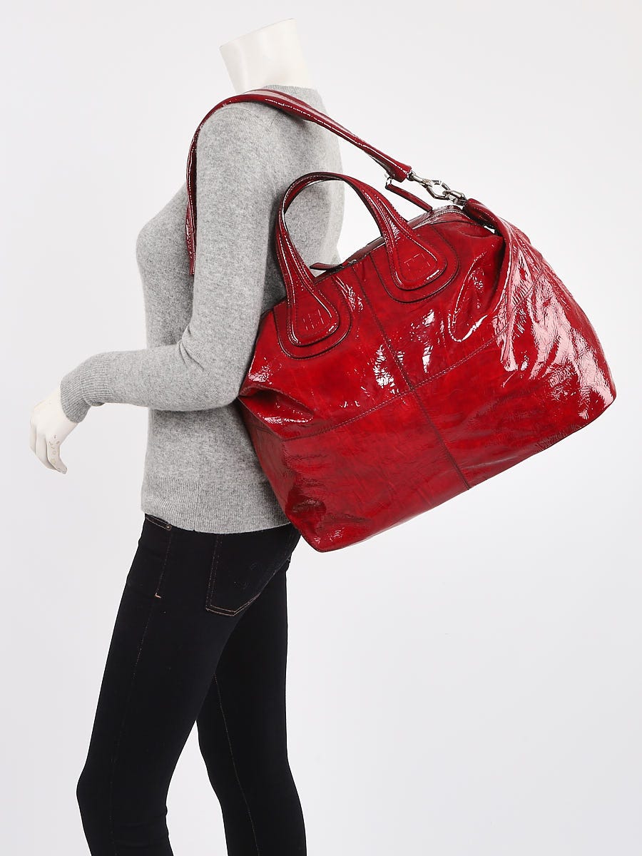 Givenchy Red Crinkle Patent Leather Maxi Nightingale Bag - Yoogi's 