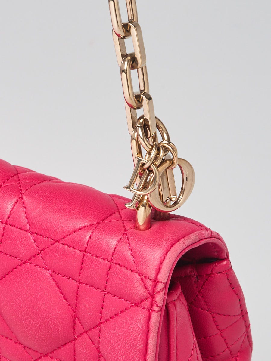Christian Dior Lady Dior Nano Bag in Lambskin Cannage Fuchsia