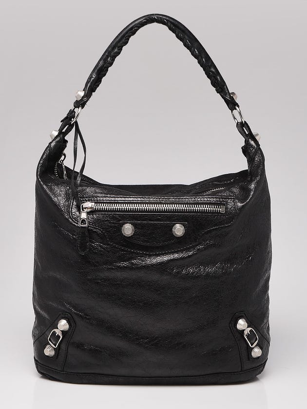 Balenciaga Black Lambskin Leather Giant 21 Silver Day Bag
