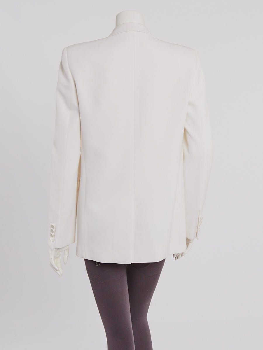 Yves Saint Laurent White Wool and Silk Tuxedo Jacket Size 8
