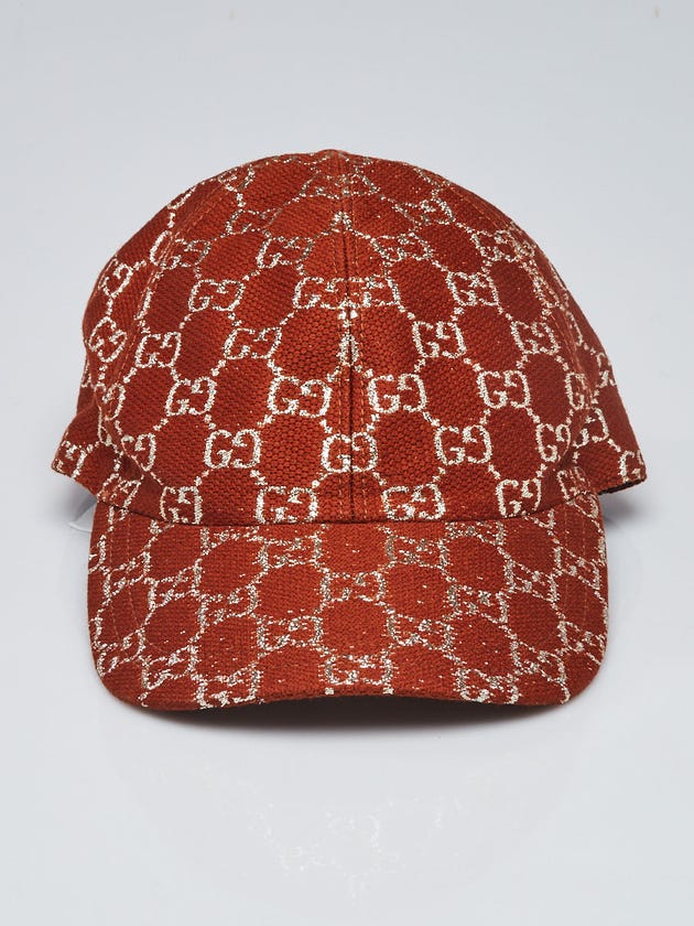 Gucci Rust/Silver Guccissima Canvas Baseball Hat Size S