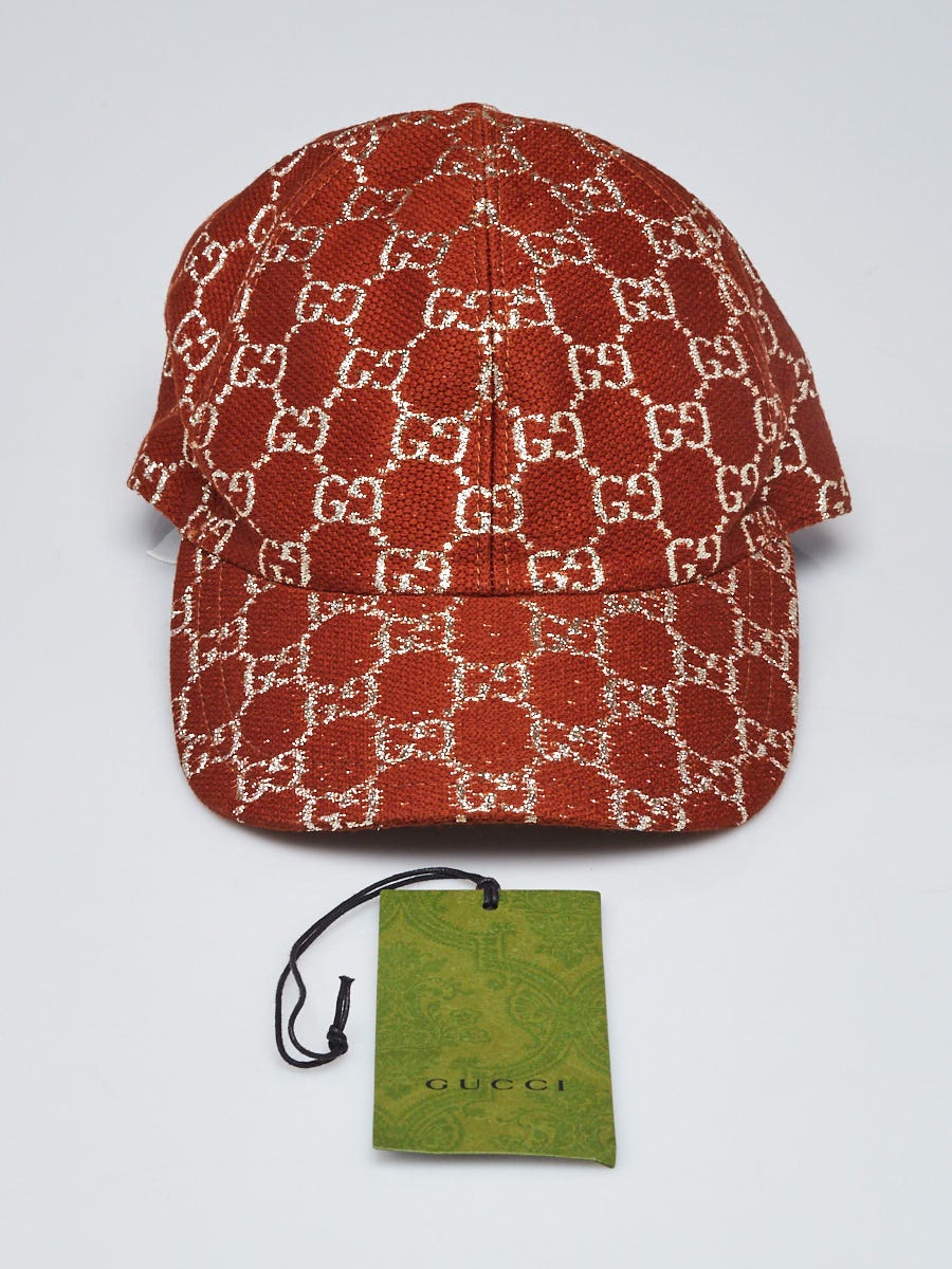 Gucci Rust/Silver Guccissima Canvas Baseball Hat Size S