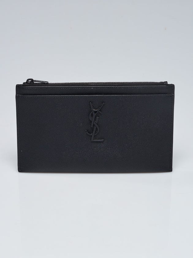 Yves Saint Laurent Black Pebbled Leather Monogram Medium Pouch
