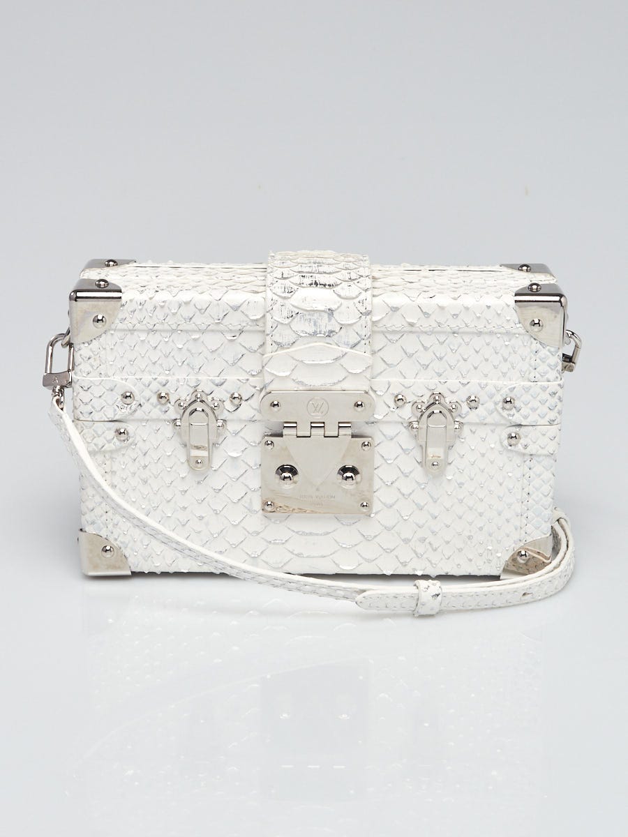 Louis Vuitton White And Black Leather Petite Malle Malletage Bag