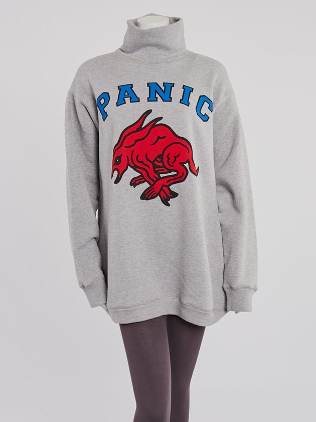 Gucci Grey Cotton "Panic" Oversized Sweatshirt Size M