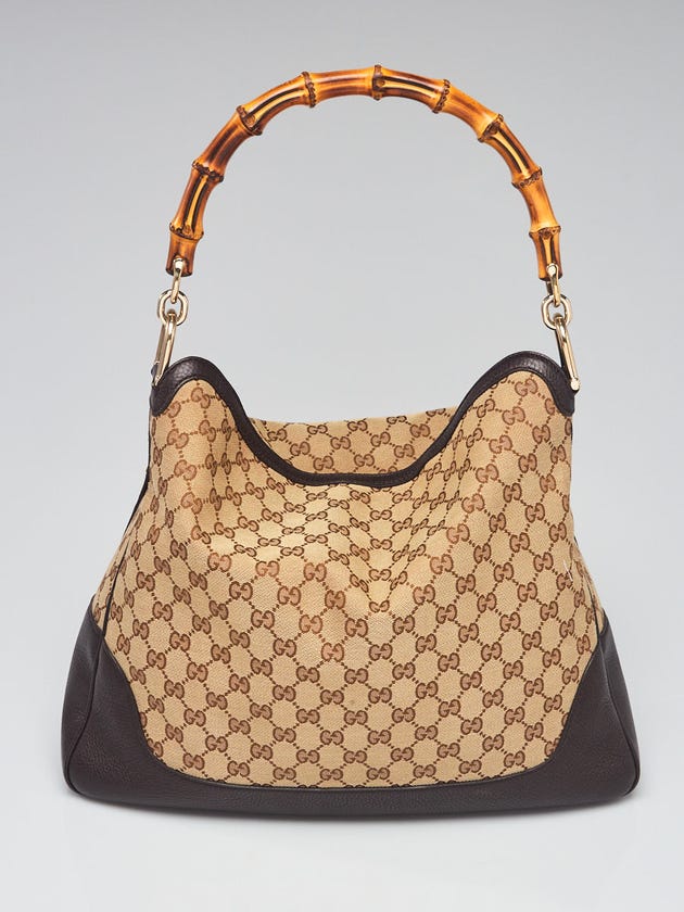 Gucci Beige/Ebony GG Canvas Diana Bamboo Shoulder Bag