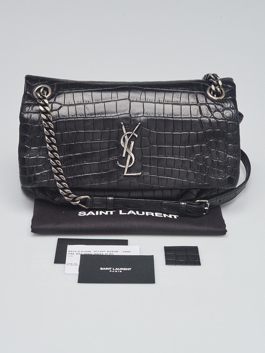 Saint Laurent Black Croc Monogram Blogger Bag Saint Laurent