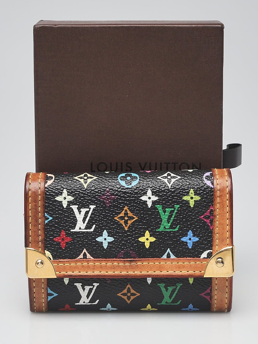 Louis Vuitton Black Monogram Multicolor Porte-Monnaie Plat Wallet