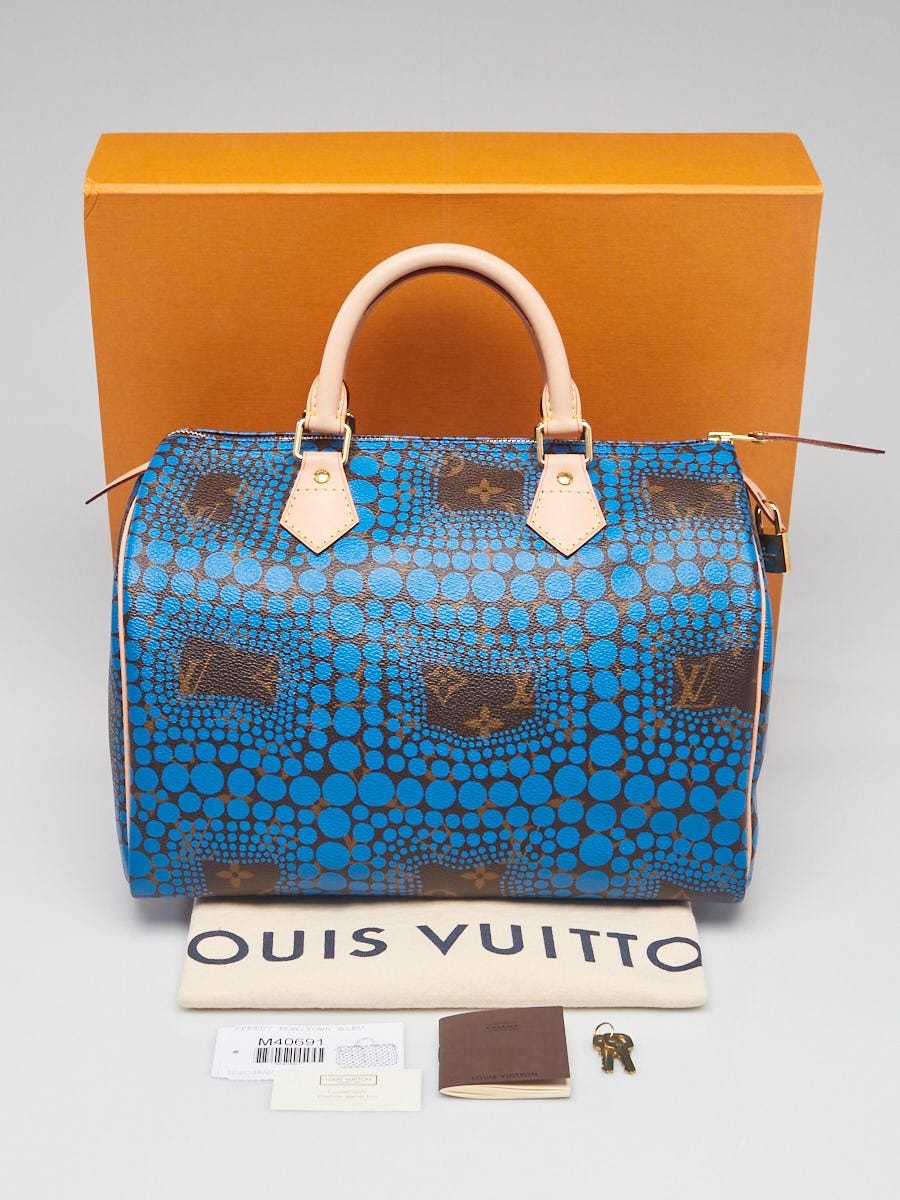 Louis Vuitton Limited Edition Green Yayoi Kusama Monogram Town Speedy 30  Bag - Yoogi's Closet