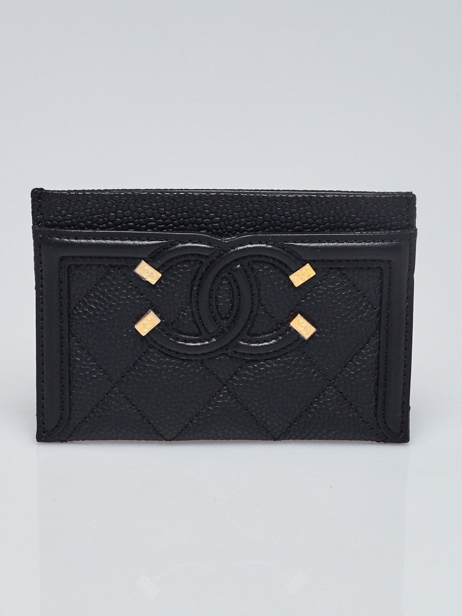 Filigree Card Holder Quilted Caviar