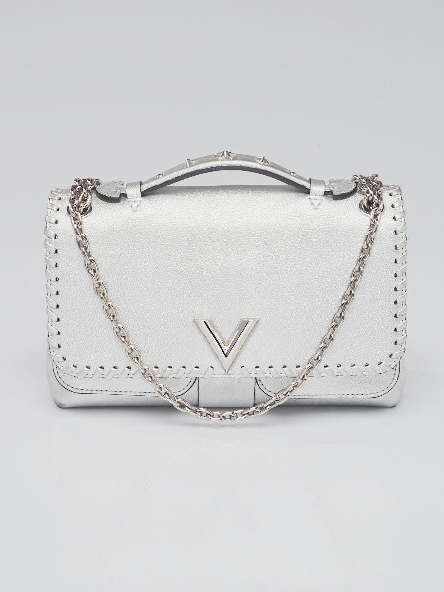 Louis Vuitton Silver Metallic Leather Braided Around Very Chain Bag