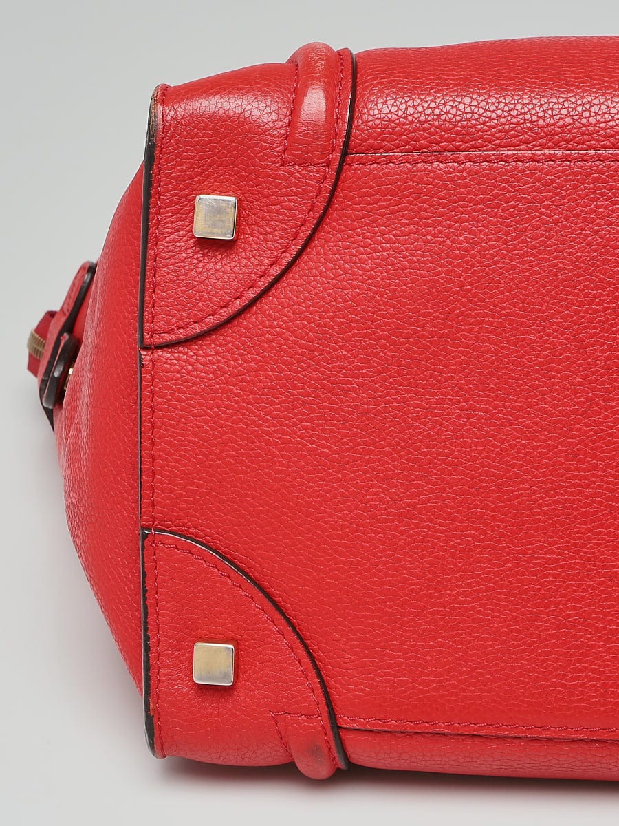 CELINE Ring Small Smooth Leather Tote Bag Red