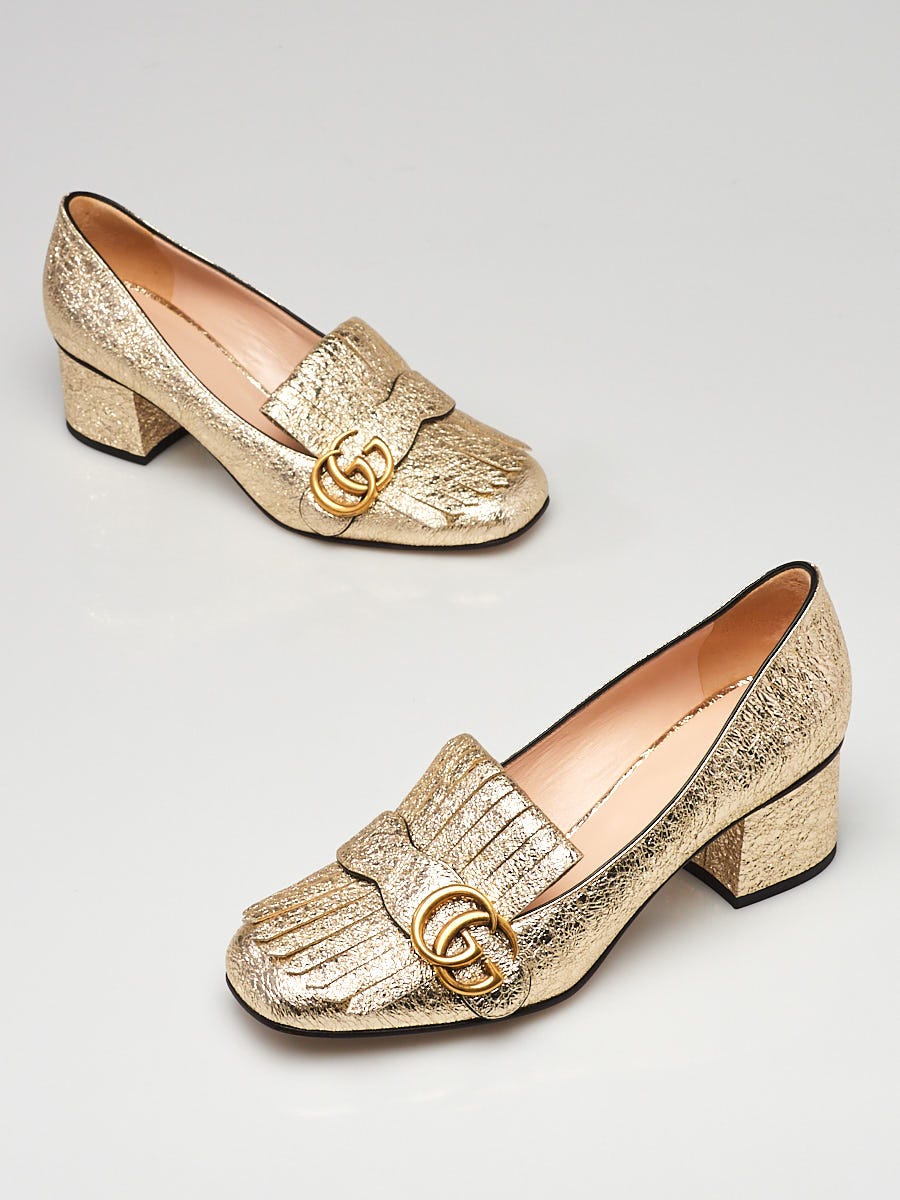 Gucci marmont gold on sale pumps