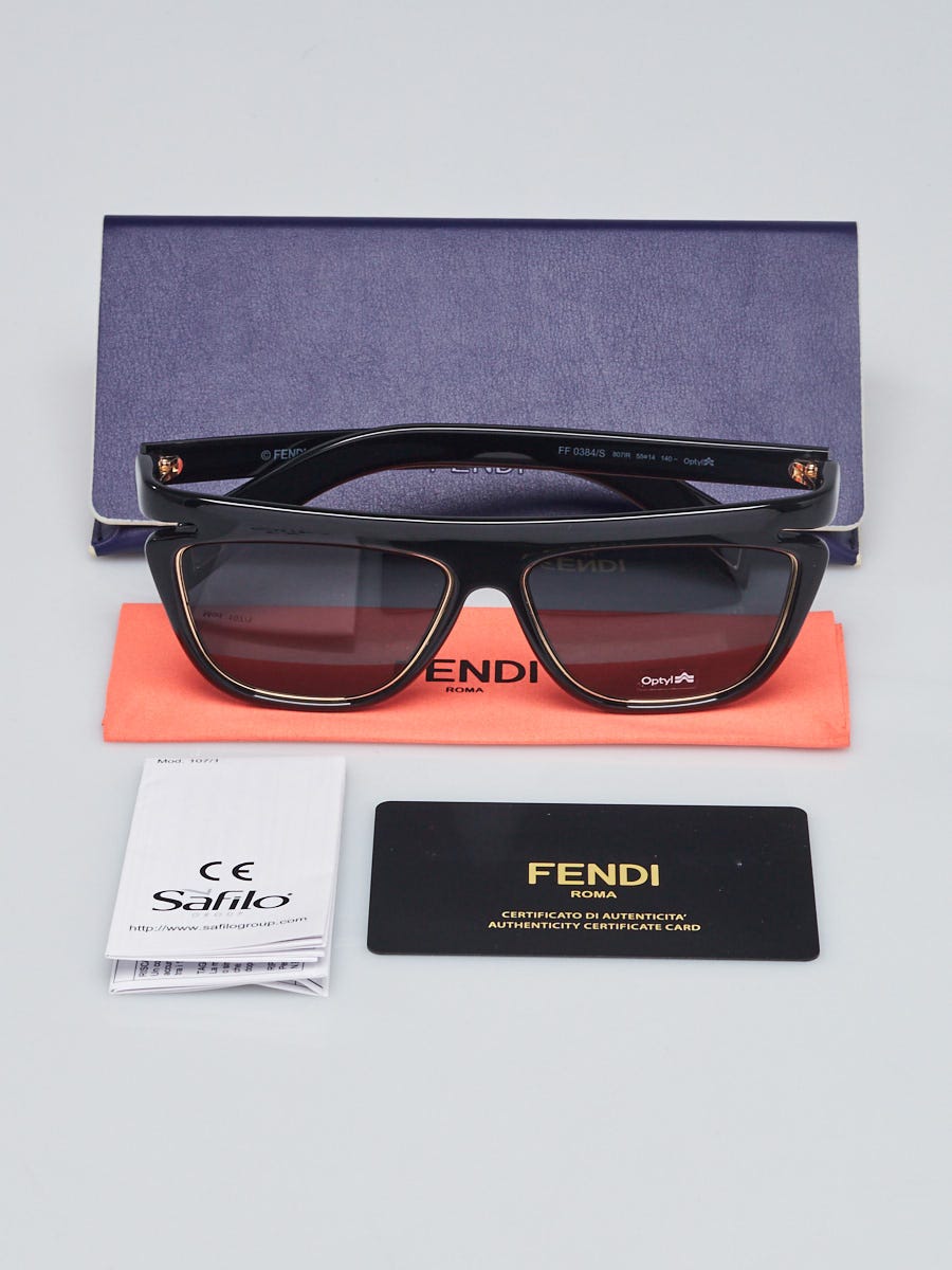 Fendi Black Acetate Square Frame Sunglasses - FF 00384/S  display picture 1
