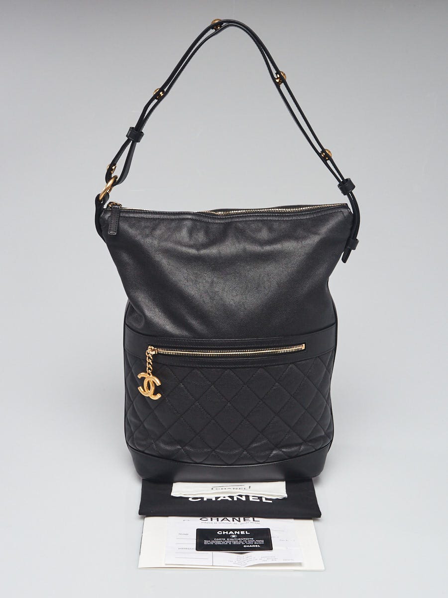 Chanel Black Caviar Leather Casual Style Hobo Bag - Yoogi's Closet