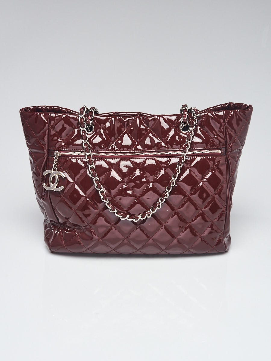 Chanel Burgundy Quilted Patent Leather Chic and Glitter Ligne Large Tote Bag  - Yoogi's Closet