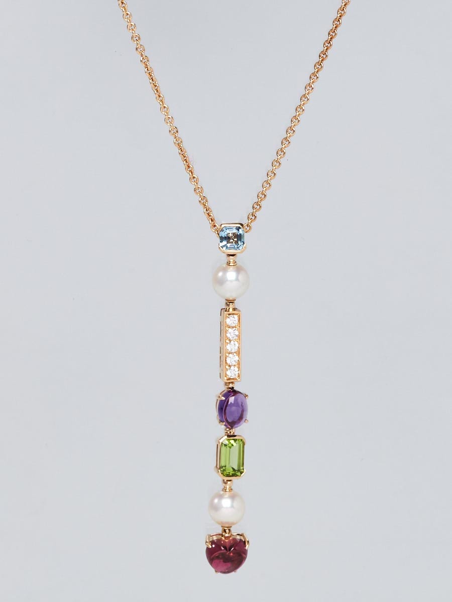 Bvlgari 18k Yellow Gold Allegra Gemstone Pendant Necklace