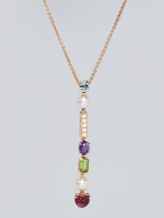 Bvlgari 18k Yellow Gold Allegra Gemstone Pendant Necklace