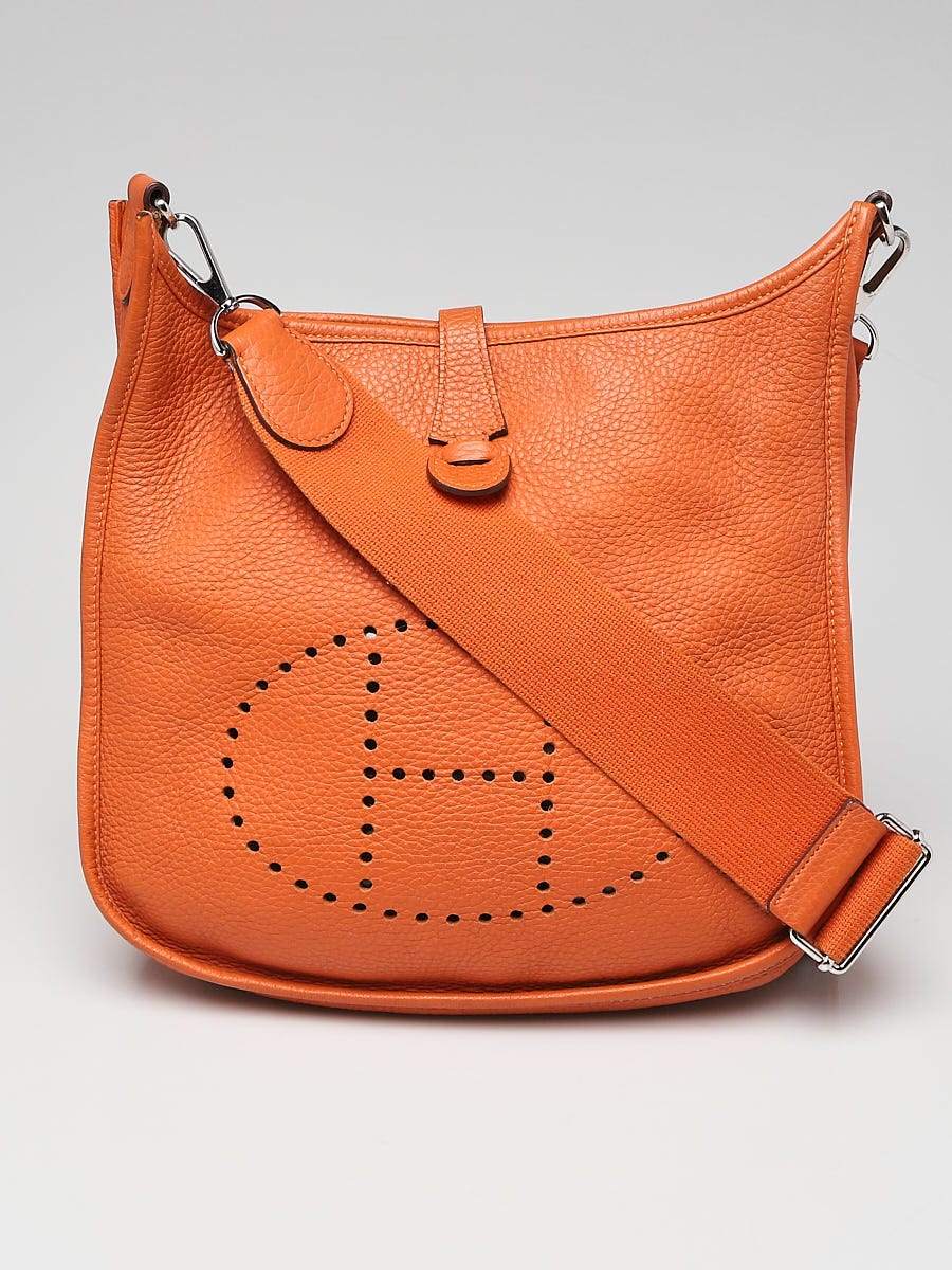 HERMES Evelyne PM III Clemence Leather Crossbody Bag Orange