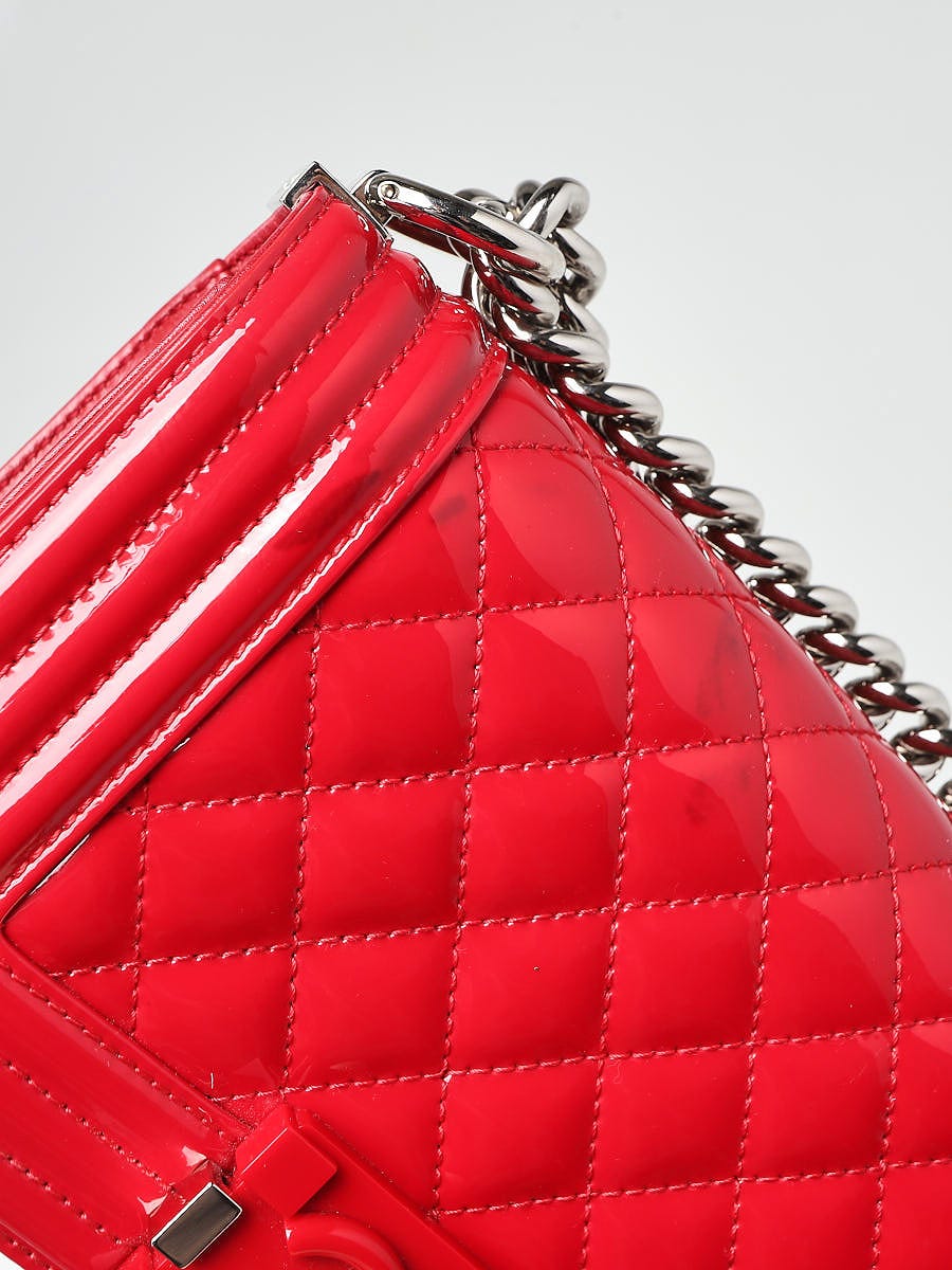 Chanel Red Quilted Patent Leather & Plexi Boy Brick Flap Bag, myGemma, FR