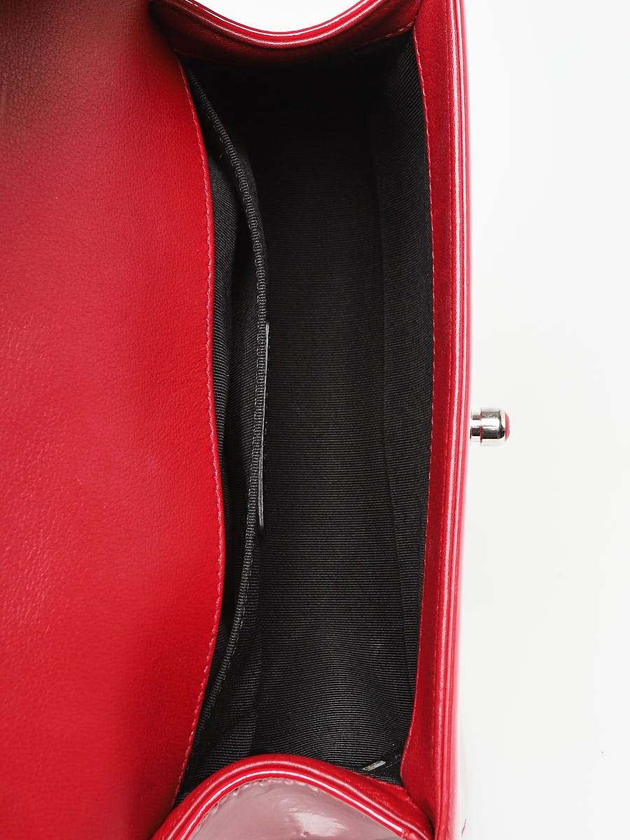 Chanel Red Quilted Patent Leather Small Plexiglass Boy Bag
