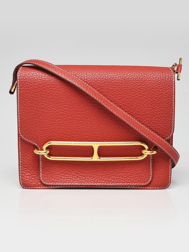 Hermes 23cm Sanguine Clemence Leather Roulis Bag