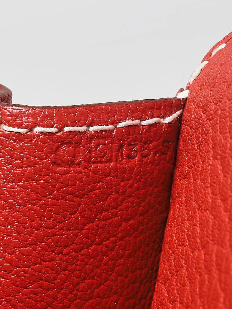 Hermes 23cm Sanguine Clemence Leather Roulis Bag