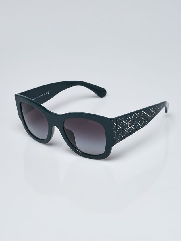 Chanel Green Acetate Crystal Quilted CC Sunglasses 5421