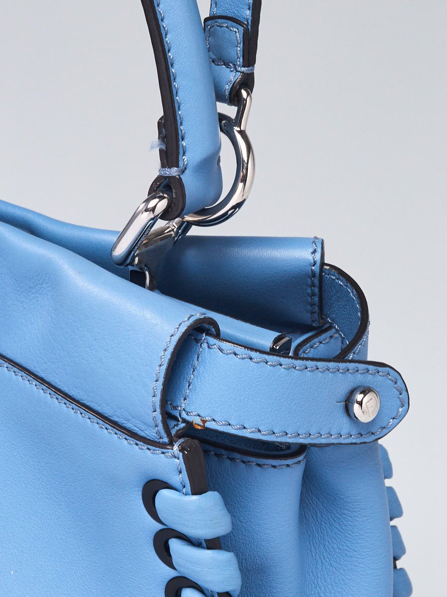 Fendi Blue Calfskin Leather Whipstitch Medium Peekaboo Bag Fendi Blue Calfskin Leather Whipstitch Medium Peekaboo Bag
