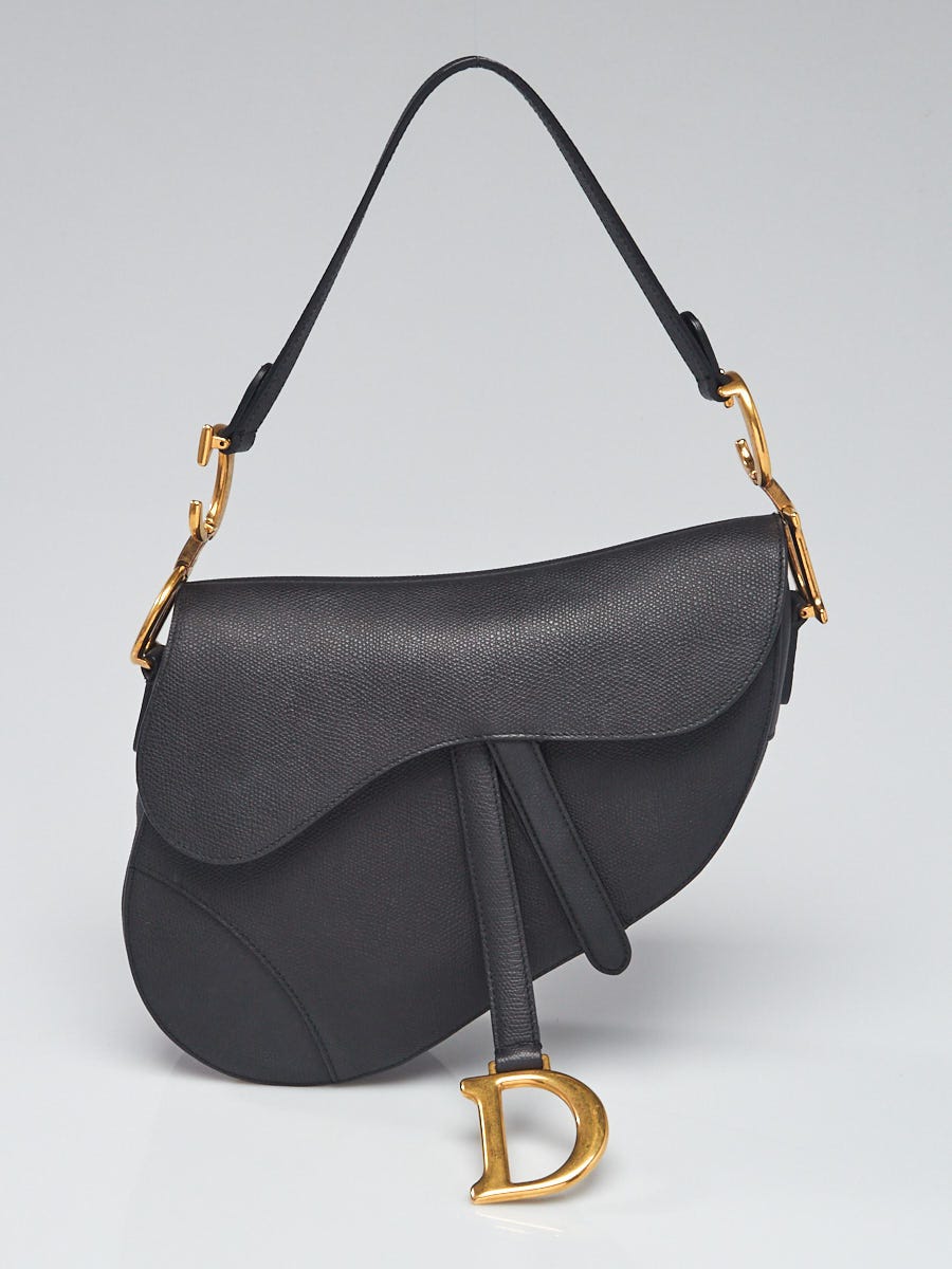 Saddle Bag with Strap Black Grained Calfskin