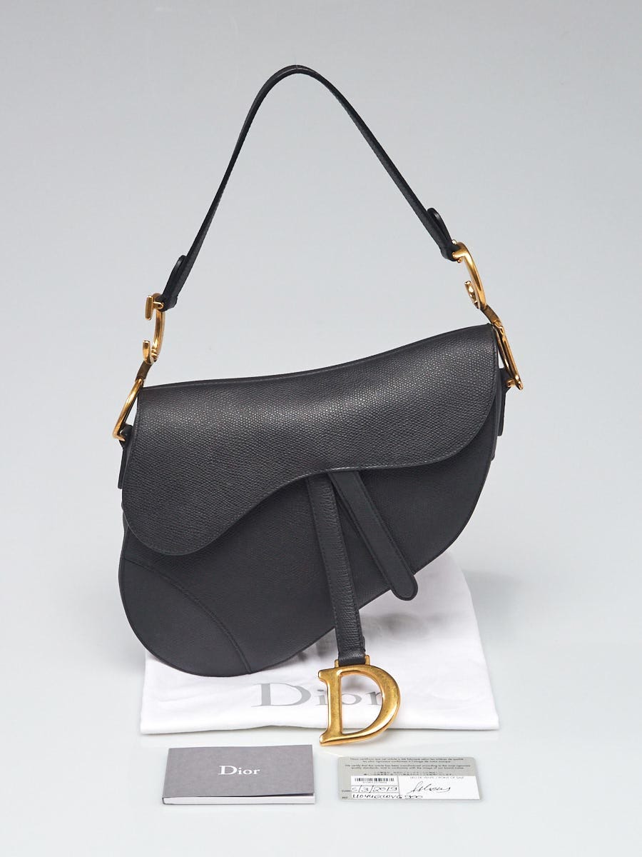 Dior Saddle Bag Calfskin Black in Grained Calfskin with Gold-tone - US