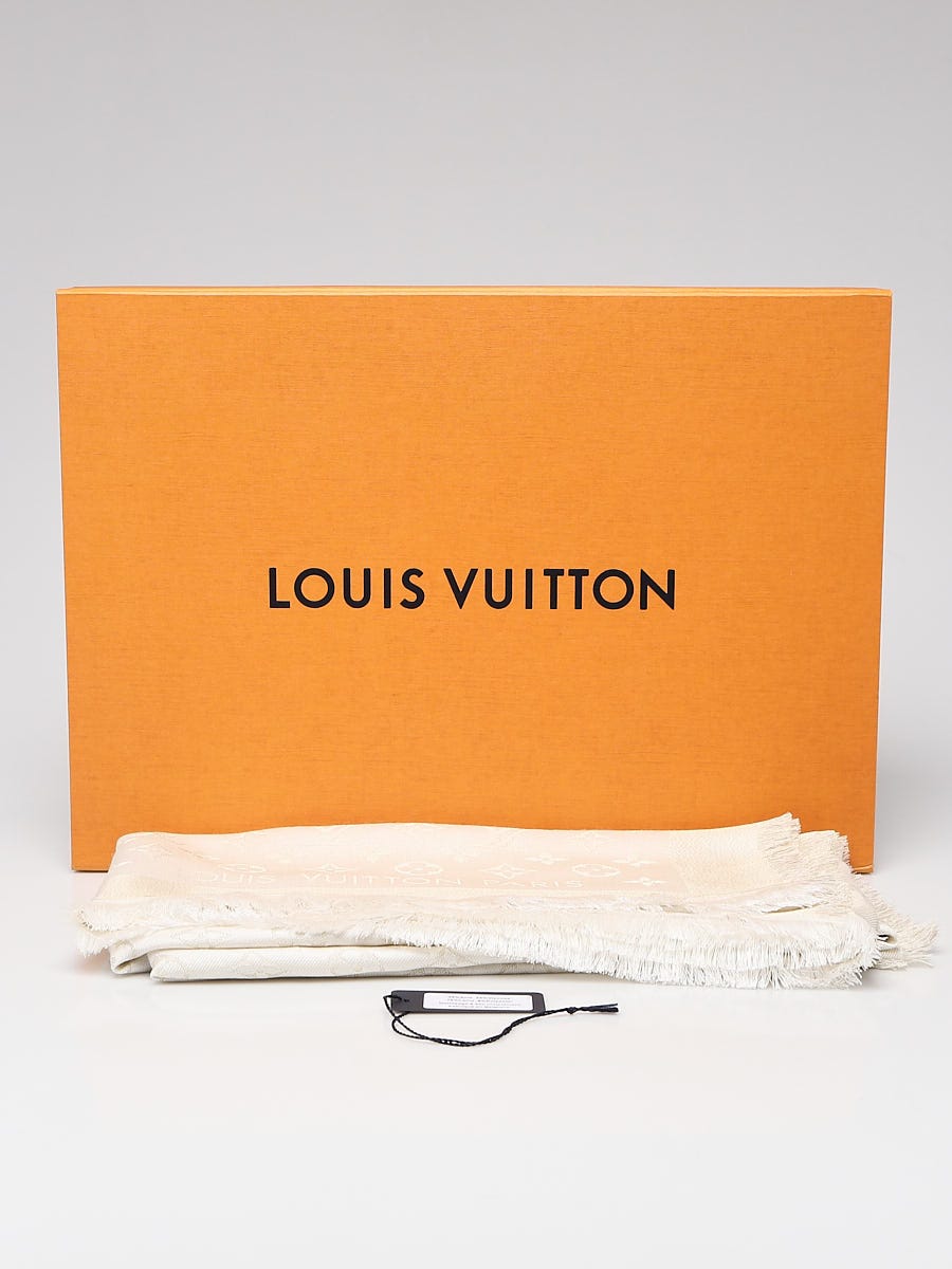 Louis Vuitton Gold/White Monogram Shine Shawl Scarf - Yoogi's Closet