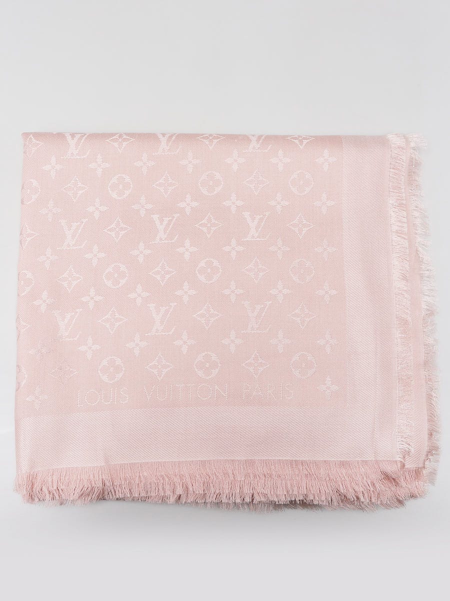 Louis Vuitton Pink Monogram Wool/Silk Shine Shawl Scarf - Yoogi's