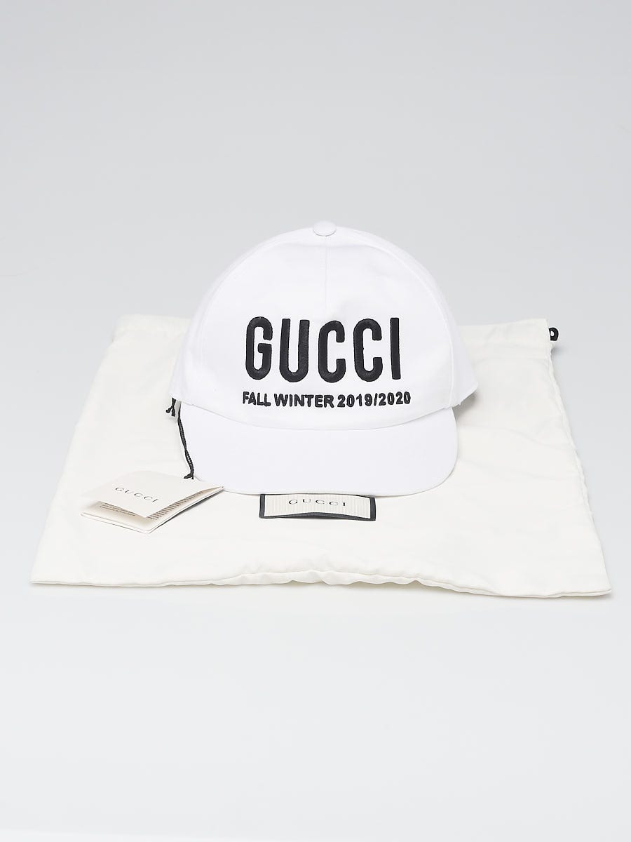 Gucci Fall/Winter 2019/2020 White Hat with Black Embroidered Logo