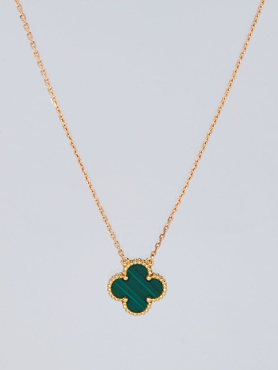Vintage Alhambra Pendant Necklace Malachite 18K Yellow Gold | Imperial Time  UK Ltd