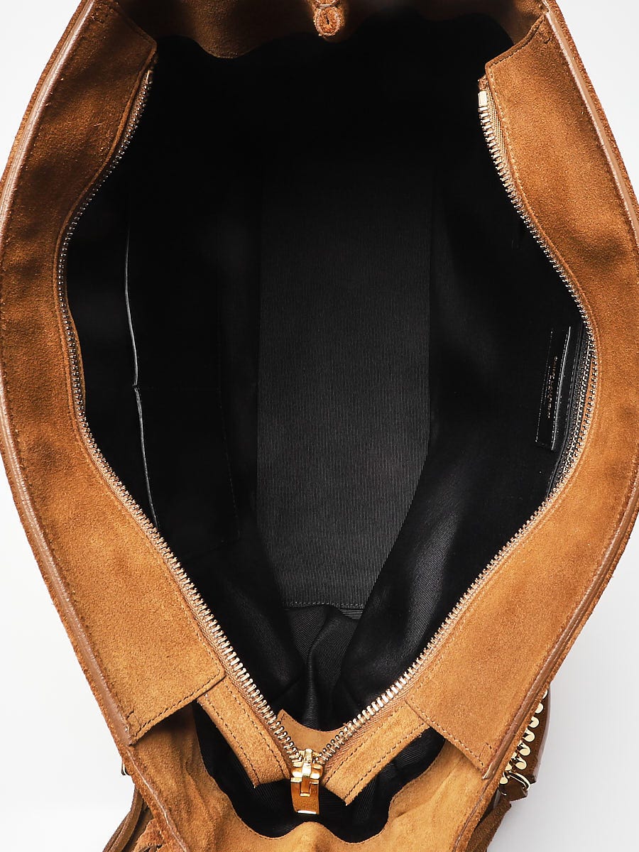 Yves Saint Laurent Brown Suede Monogram Fringe Large